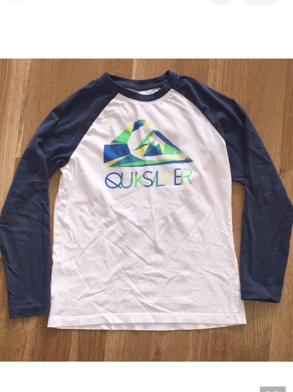 Quiksilver Raglan Baseball Tee T-Shirt 3/4 Sleeves  Back to School Boys’ Large